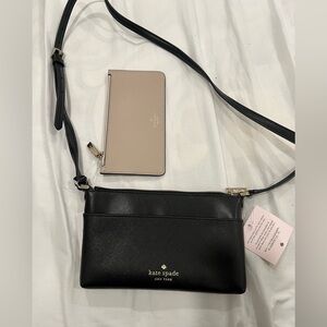Kate Spade Black Crossbody Bag with Pink Wallet